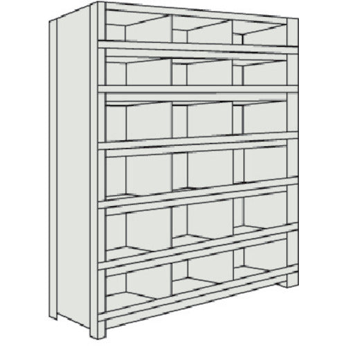 ＴＲＵＳＣＯ　スチールラック　軽量棚　縦仕切前当付　８７５Ｘ３００Ｘ１５００　３列６段　ネオグレー