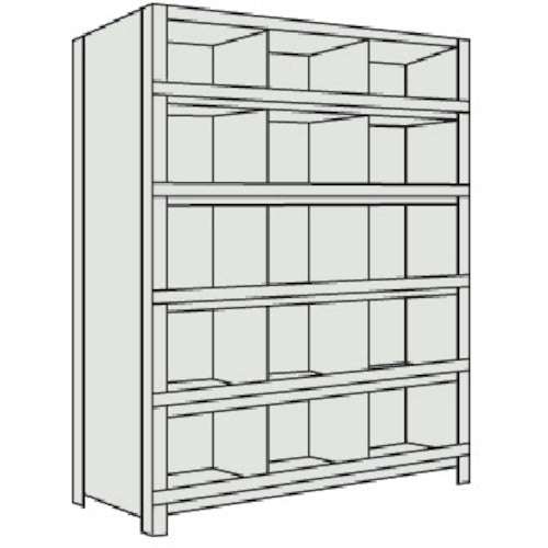 ＴＲＵＳＣＯ　スチールラック　軽量棚　縦仕切前当付　Ｗ８７５×Ｄ３００×Ｈ１８００　３列５段　ネオグレー