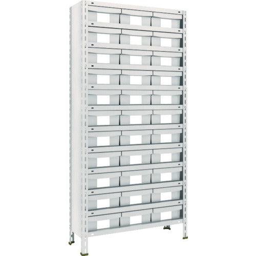 ＴＲＵＳＣＯ　スチールラック　軽量棚　８７５Ｘ３００Ｘ１８００　樹脂引出ＮＧ　大Ｘ３３　ネオグレー
