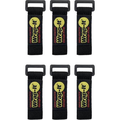 ＷｒａｐーＩｔ　配線コード用伸縮性収納ストラップ　６インチ　黒
