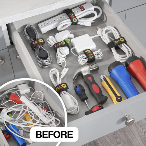 ＷｒａｐーＩｔ　配線コード用伸縮性収納ストラップ　６インチ　黒