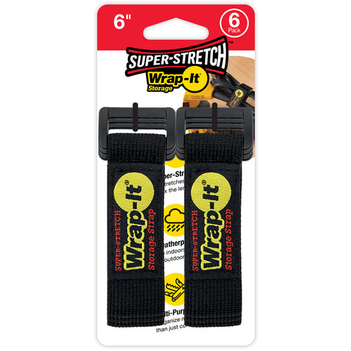 ＷｒａｐーＩｔ　配線コード用伸縮性収納ストラップ　６インチ　黒
