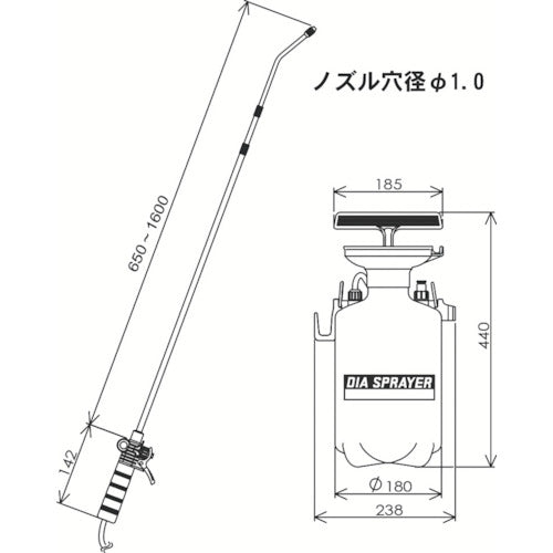 フルプラ ダイヤスプレープレッシャー式噴霧器 一頭口 4L 伸縮式ノズル