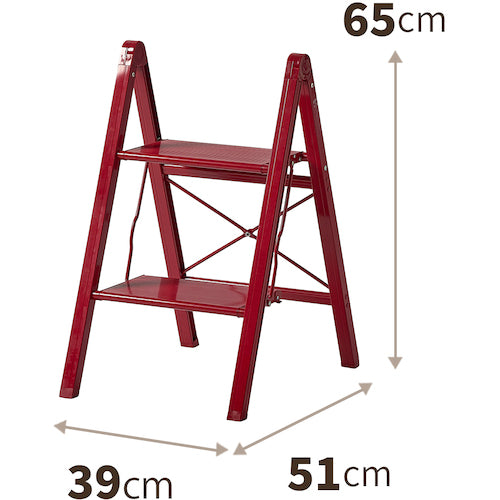 ＴＥＮＭＡ　アルミ踏み台スリム２段　レッド