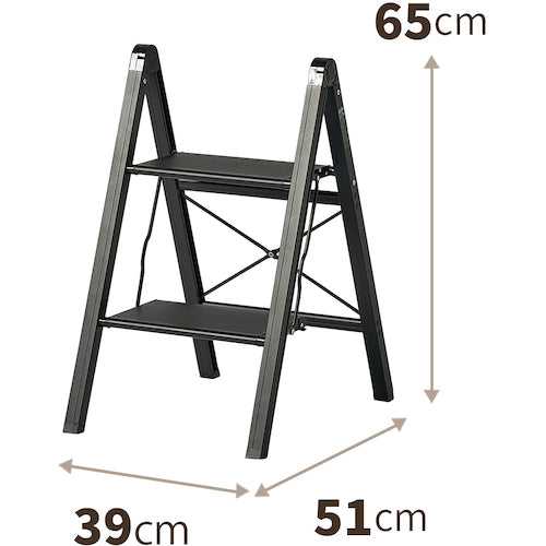 ＴＥＮＭＡ　アルミ踏み台スリム２段　ブラック