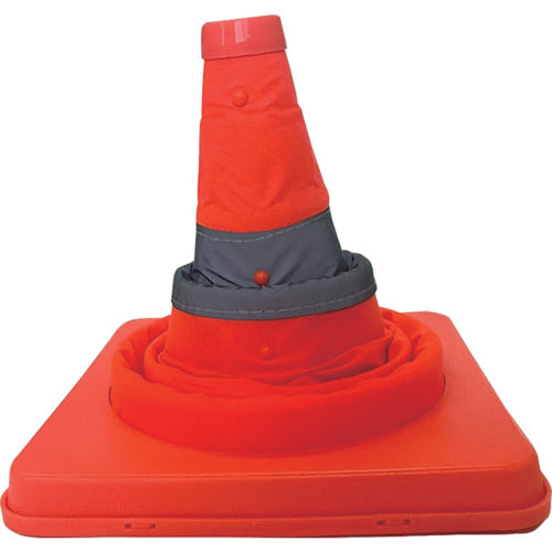 ミズケイ　伸縮式三角コーン　４１ｃｍ（オレンジ）