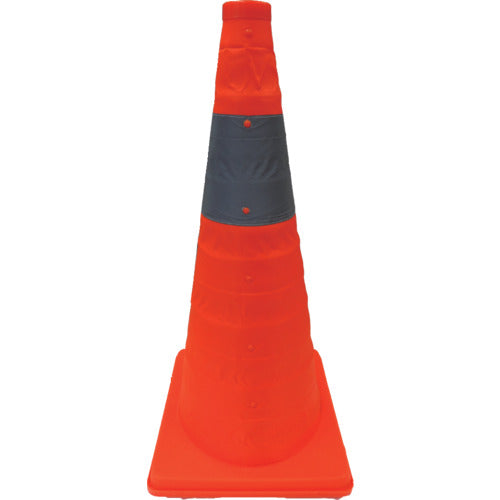 ミズケイ　伸縮式三角コーン　６２ｃｍ（オレンジ）