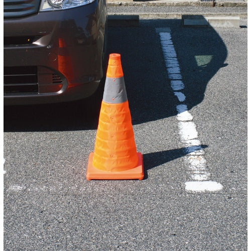 ミズケイ　伸縮式三角コーン　６２ｃｍ（オレンジ）