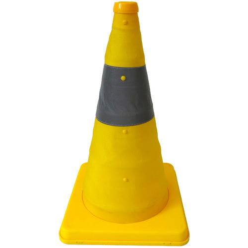 ミズケイ　伸縮式三角コーン　４１ｃｍ（イエロー）