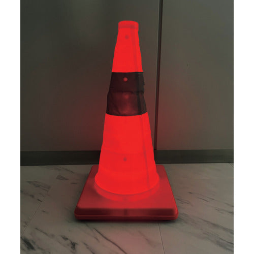 ミズケイ　伸縮発光式三角コーン「テラス」４５ｃｍ（オレンジ）