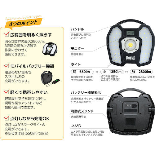 ＢＥＲＵＦ　ＢＴＫ−２８０１Ｒ　ハイパワーポータブルワークライト