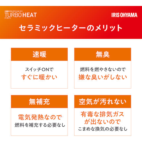 ＩＲＩＳ　２９６２６９　スリムセラミックファンヒーター人感センサー付き　グレー