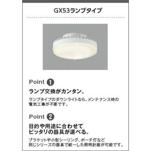 コイズミ　住宅・店舗用照明　非調光　温白色　屋内用ＧＸランプ型ＬＥＤ付き　ＳＢダウンライト　６０Ｗ相当
