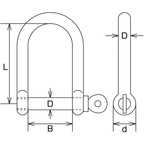 水本 ステンレス ロングワイドシャックル 呼び5mm 使用荷重0.69kN