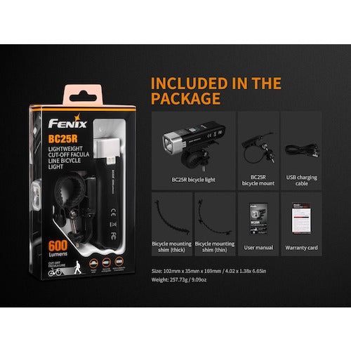 ＦＥＮＩＸ　ＬＥＤバイクライト　ＢＣ２５Ｒ　ブラック　明るさ６００ｌｍ