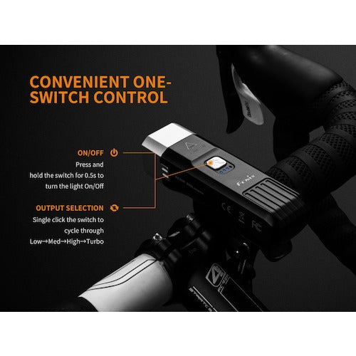 ＦＥＮＩＸ　ＬＥＤバイクライト　ＢＣ２５Ｒ　ブラック　明るさ６００ｌｍ