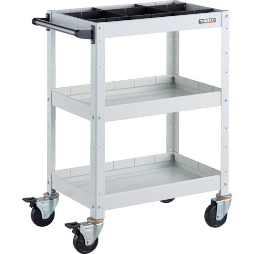 ＴＲＵＳＣＯ　ツールワゴン　バーディワゴン　６００Ｘ４００ＸＨ８８０　深３段　１段仕切板付　ホワイト