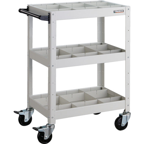 ＴＲＵＳＣＯ　ツールワゴン　バーディワゴン　６００Ｘ４００ＸＨ８８０　深３段　仕切板付　ホワイト