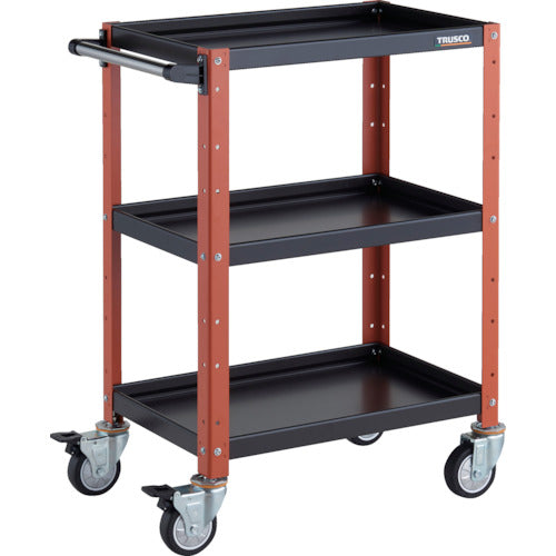 ＴＲＵＳＣＯ　ツールワゴン　バーディワゴン　６００Ｘ４００ＸＨ８８０　ウレタン車輪　ブラック／オレンジ