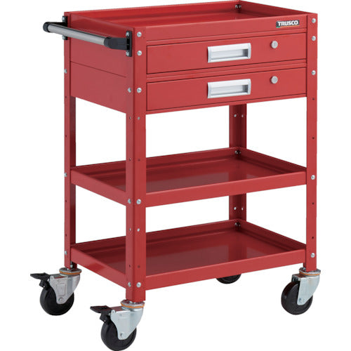 ＴＲＵＳＣＯ　ツールワゴン　バーディワゴン　６００Ｘ４００　引出２段付　レッド