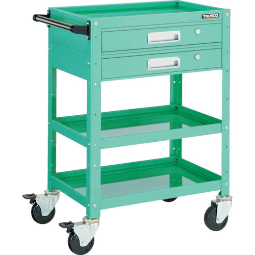 ＴＲＵＳＣＯ　ツールワゴン　バーディワゴン　６００Ｘ４００　引出２段付　ヤンググリーン