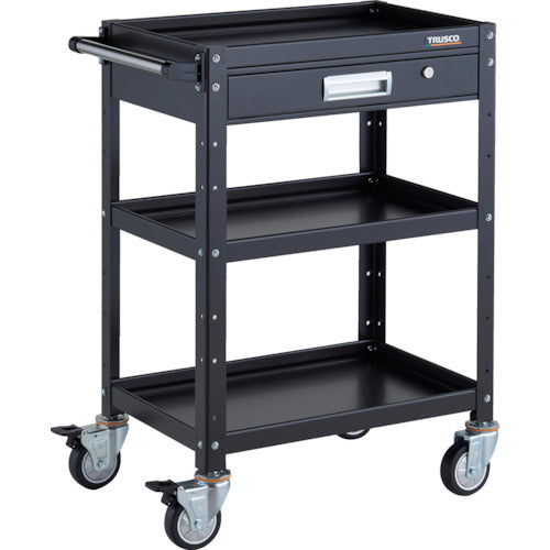 ＴＲＵＳＣＯ　ツールワゴン　バーディワゴン　６００Ｘ４００　引出付　ウレタン車輪　ブラック