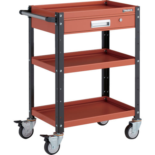 ＴＲＵＳＣＯ　ツールワゴン　バーディワゴン　６００Ｘ４００　引出付　ウレタン車輪　オレンジ／ブラック