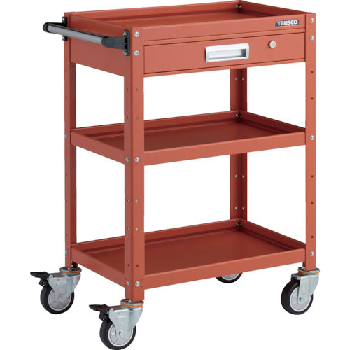 ＴＲＵＳＣＯ　ツールワゴン　バーディワゴン　６００Ｘ４００　引出付　ウレタン車輪　オレンジ