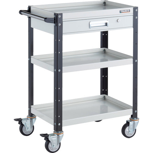 ＴＲＵＳＣＯ　ツールワゴン　バーディワゴン　６００Ｘ４００　引出付　ウレタン車輪　ホワイト／ブラック