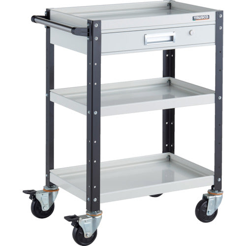 ＴＲＵＳＣＯ　ツールワゴン　バーディワゴン　６００Ｘ４００　引出付　ホワイト／ブラック