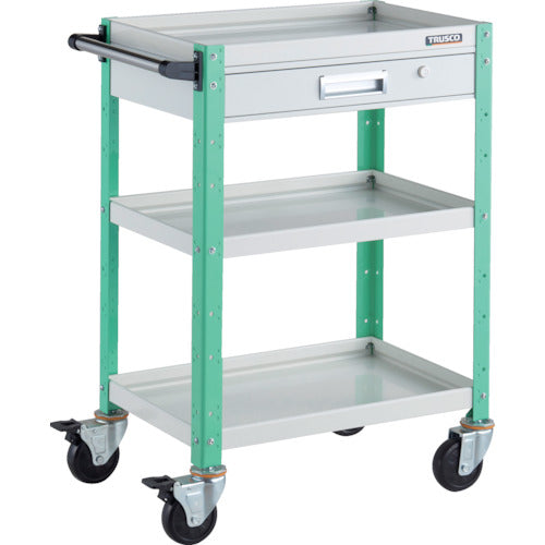 ＴＲＵＳＣＯ　ツールワゴン　バーディワゴン　６００Ｘ４００　引出付　ホワイト／ヤンググリーン