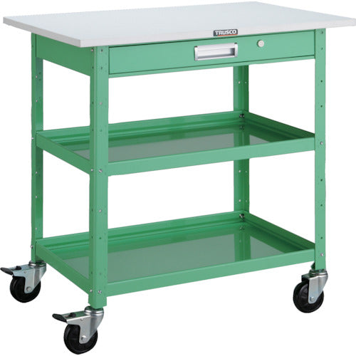 ＴＲＵＳＣＯ　ツールワゴン　バーディワゴン　７５０Ｘ５００　引出　天板付　ヤンググリーン