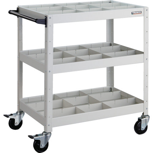 ＴＲＵＳＣＯ　ツールワゴン　バーディワゴン　７５０Ｘ５００ＸＨ８８０　深３段　仕切板付　ホワイト