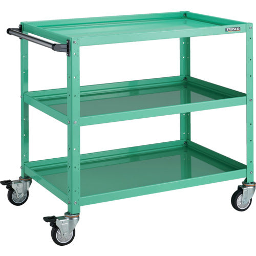 ＴＲＵＳＣＯ　ツールワゴン　バーディワゴン　９００Ｘ６００ＸＨ８８０　ウレタン車輪　ヤンググリーン