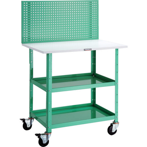 ＴＲＵＳＣＯ　ツールワゴン　バーディーワゴン　上部パンチングパネル　天板仕様　６００×４００×１３５２　ヤンググリーン