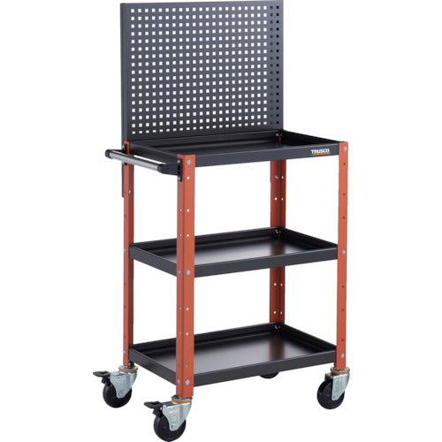 ＴＲＵＳＣＯ　ツールワゴン　バーディワゴン　上部パンチングパネル付　６００Ｘ４００Ｘ１３３０　ブラック／オレンジ