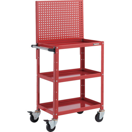ＴＲＵＳＣＯ　ツールワゴン　バーディワゴン　上部パンチングパネル付　６００Ｘ４００Ｘ１３３０　レッド