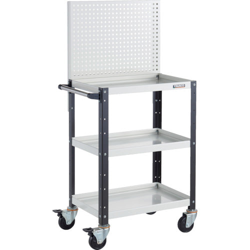 ＴＲＵＳＣＯ　ツールワゴン　バーディワゴン　上部パンチングパネル付　６００Ｘ４００Ｘ１３３０　ホワイト／ブラック