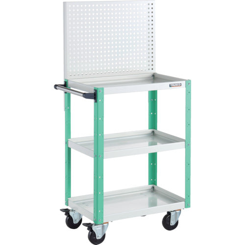 ＴＲＵＳＣＯ　ツールワゴン　バーディーワゴン　上部パンチングパネル　６００Ｘ４００Ｘ１３３０　ホワイト／ヤンググリーン