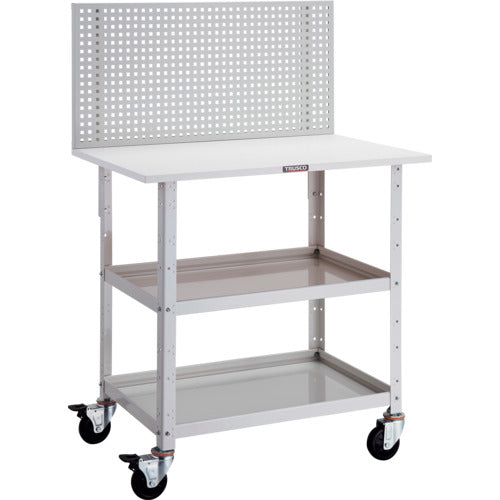 ＴＲＵＳＣＯ　ツールワゴン　バーディーワゴン　上部パンチングパネル　天板仕様　６００×４００×１３５２　ホワイト