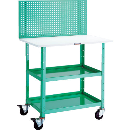 ＴＲＵＳＣＯ　ツールワゴン　バーディーワゴン　上部パンチングパネル　天板仕様　６００×４００×１３５２　ヤンググリーン