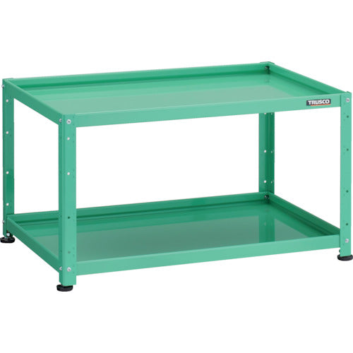 ＴＲＵＳＣＯ　小型ボルト式棚　バーディワゴンラック型　９００Ｘ６００　２段　ヤンググリーン
