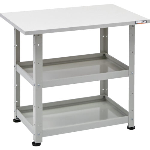 ＴＲＵＳＣＯ　小型ボルト式棚　バーディワゴンラック型　６００Ｘ４００　天板付　ホワイト