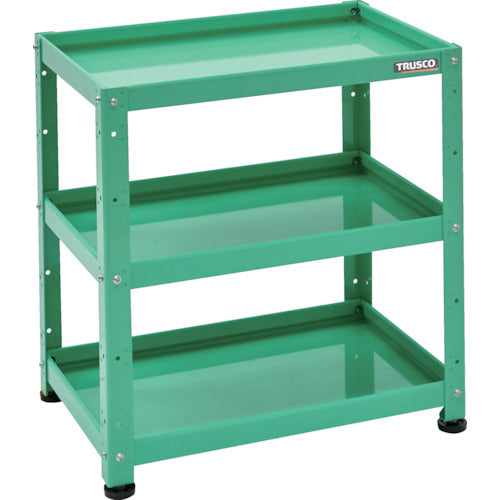 ＴＲＵＳＣＯ　小型ボルト式棚　バーディワゴンラック型　６００Ｘ４００　３段　ヤンググリーン
