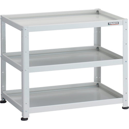 ＴＲＵＳＣＯ　小型ボルト式棚　バーディワゴンラック型　７５０Ｘ５００　３段　ホワイト