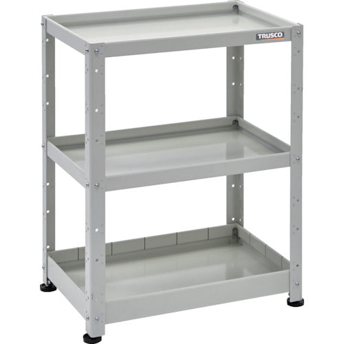 ＴＲＵＳＣＯ　小型ボルト式棚　バーディワゴンラック型　６００Ｘ４００　浅２深１段　ホワイト