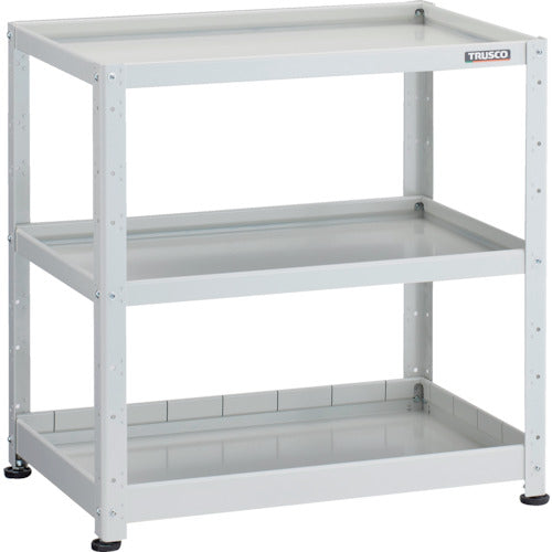 ＴＲＵＳＣＯ　小型ボルト式棚　バーディワゴンラック型　７５０Ｘ５００　浅２深１段　ホワイト