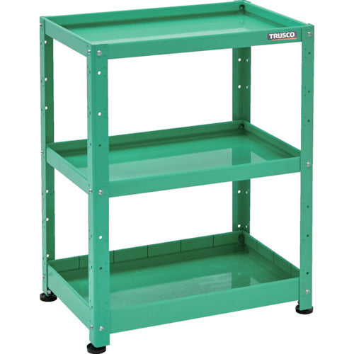 ＴＲＵＳＣＯ　小型ボルト式棚　バーディワゴンラック型　７５０Ｘ５００　浅２深１段　ヤンググリーン
