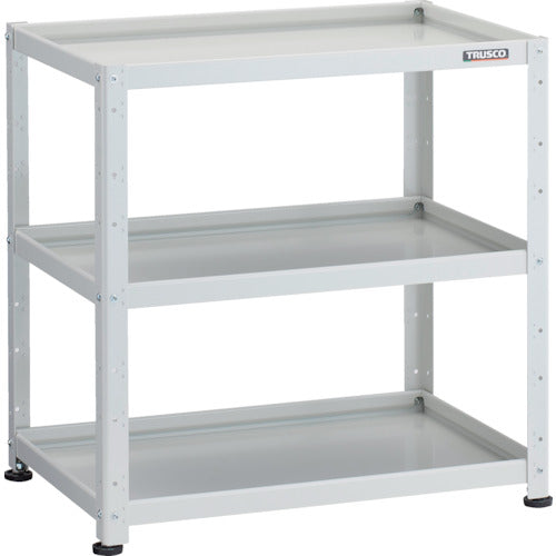 ＴＲＵＳＣＯ　小型ボルト式棚　バーディワゴンラック型　７５０Ｘ５００　３段　ホワイト