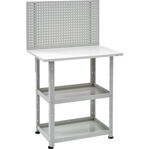 ＴＲＵＳＣＯ　小型ボルト式棚　バーディワゴンラック型　上部パンチングパネル　天板仕様　６００×４００×１３５２